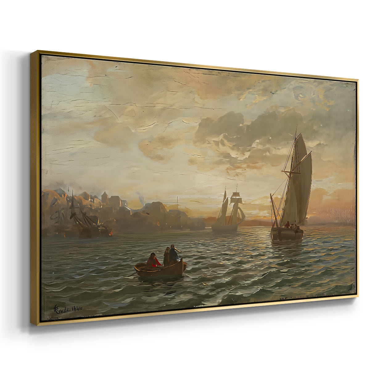 View from the Oslofjord, 1866 - Floater Framed Canvas Print