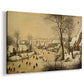 Canvas art print featuring a busy winter landscape with figures on frozen water, displayed at an angle