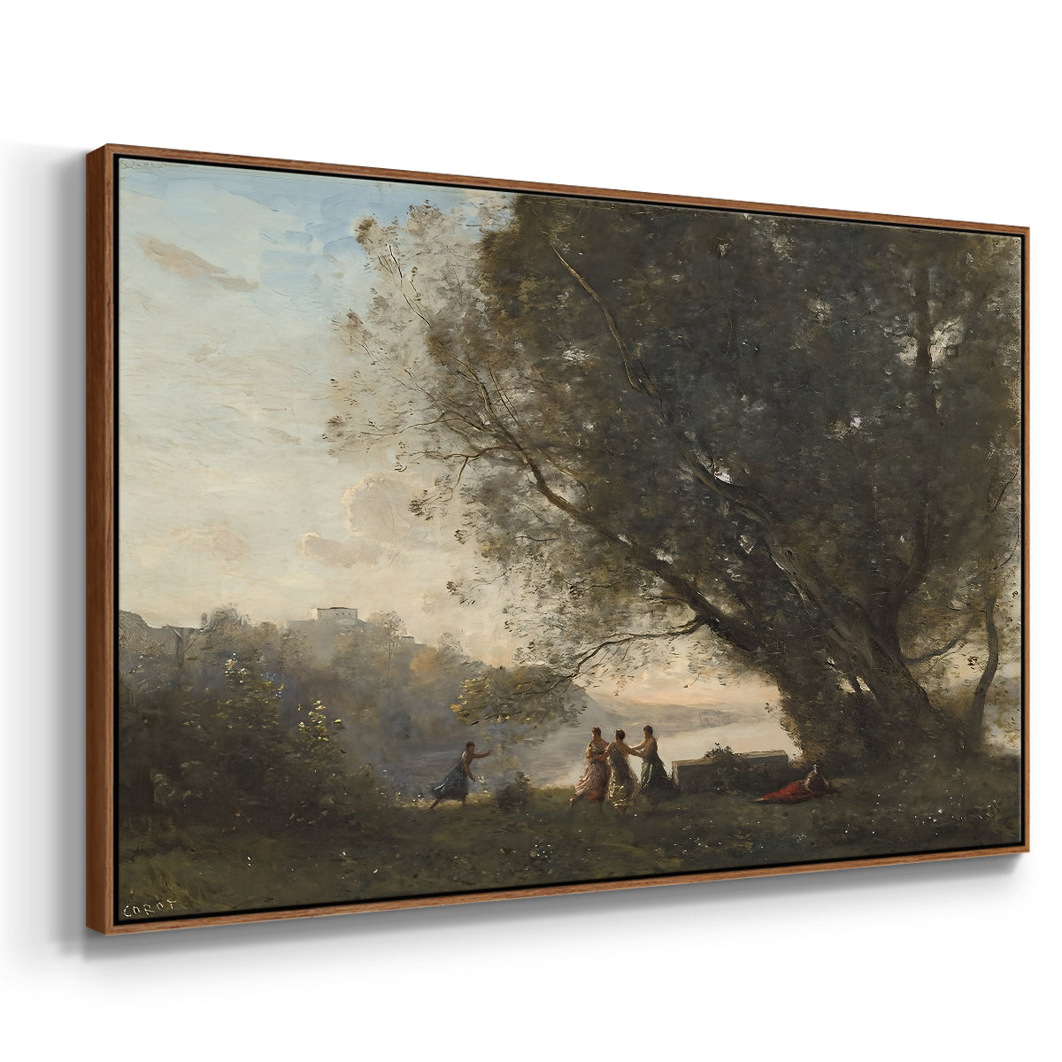 Dance Under the Trees at the Edge of the Lake, c. 1865-1870 - Floater Framed Canvas Print