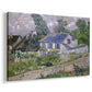 Canvas art print featuring an expressive village scene with buildings and natural surroundings, displayed at an angle
