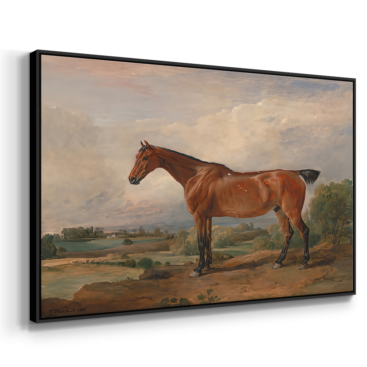 A Hunter in a Landscape, c. 1810 - Floater Framed Canvas Print