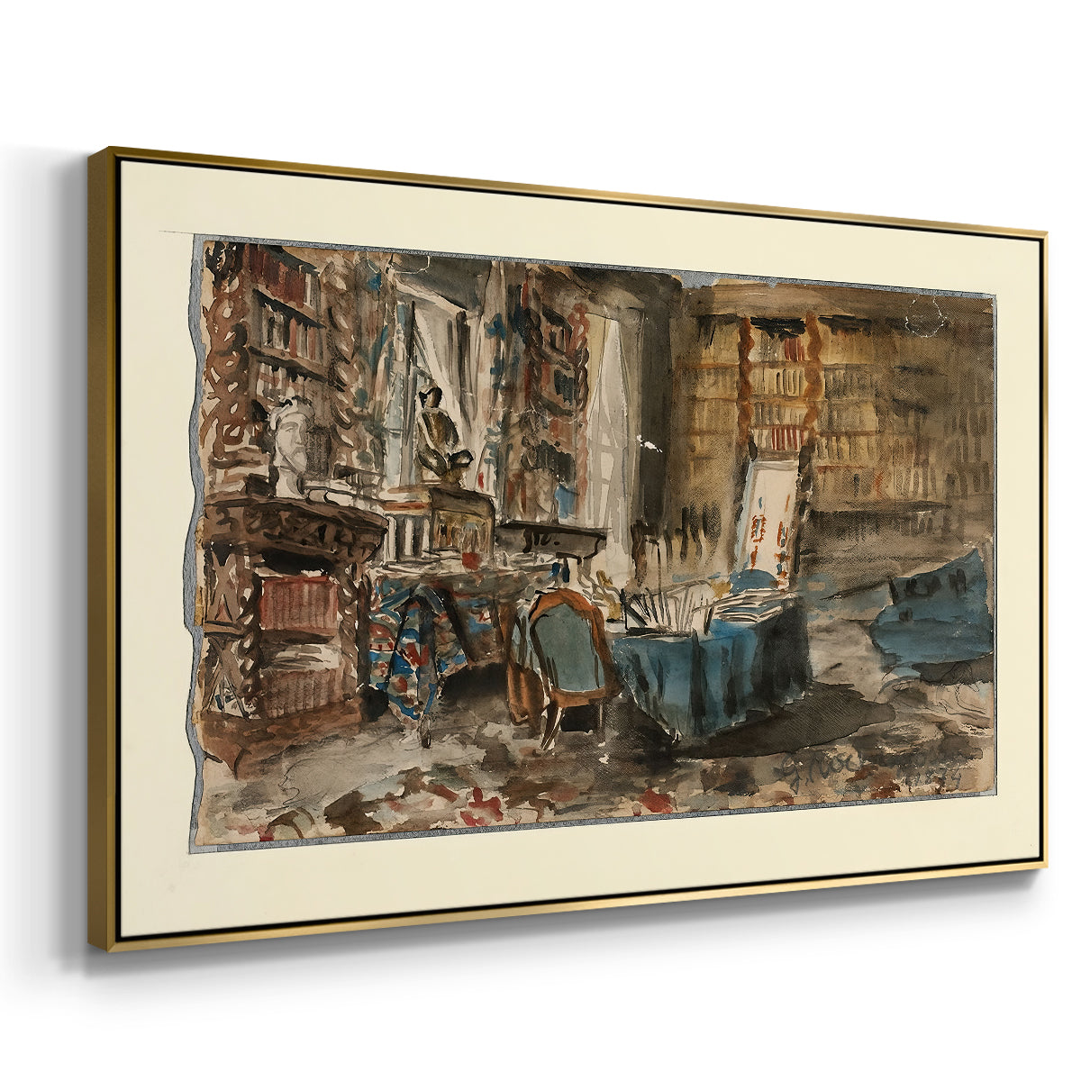 Cabinet de Flaubert à Croisset, 1874 - Floater Framed Canvas Print