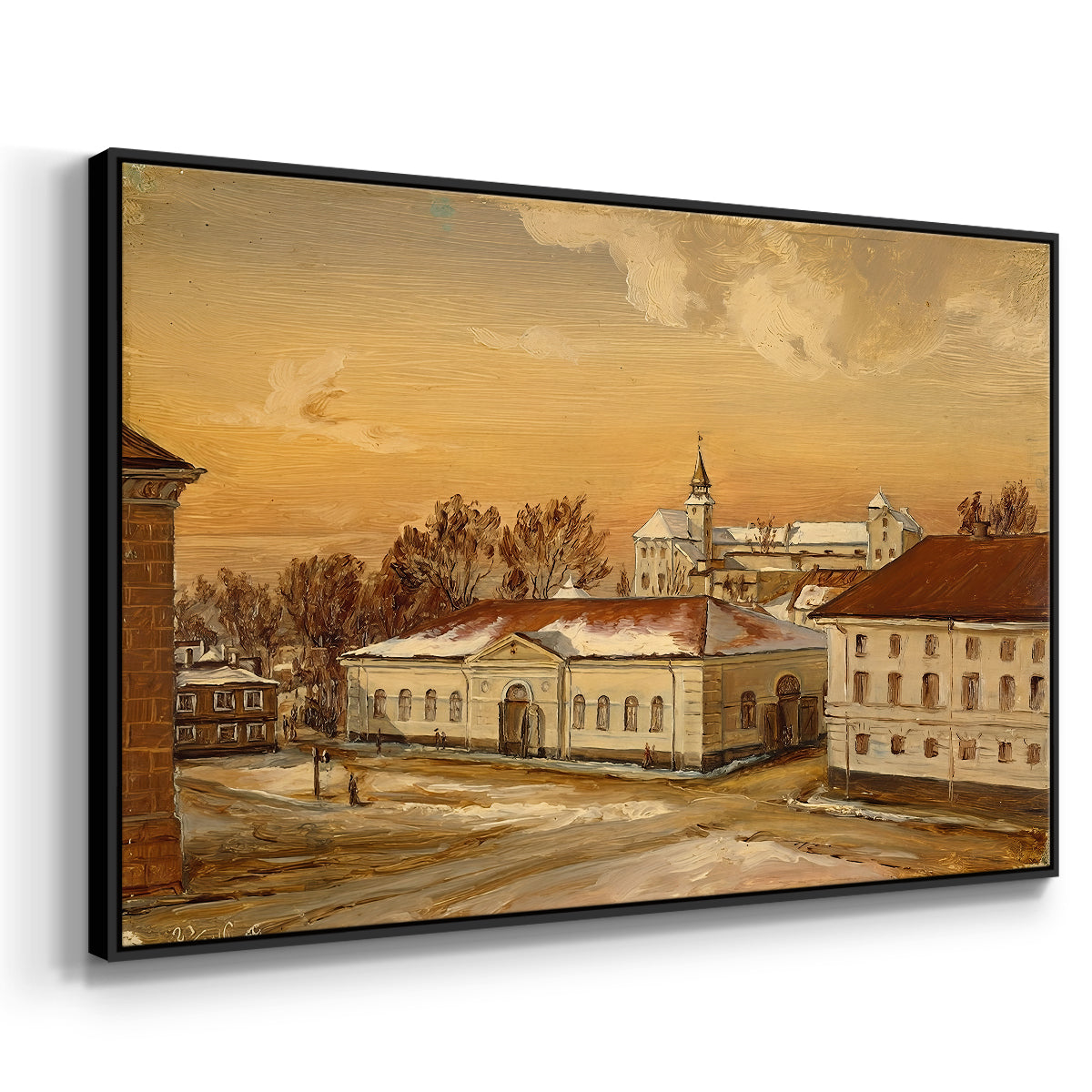 The Riding School at Akershus Castle, 1846 - Floater Framed Canvas Print