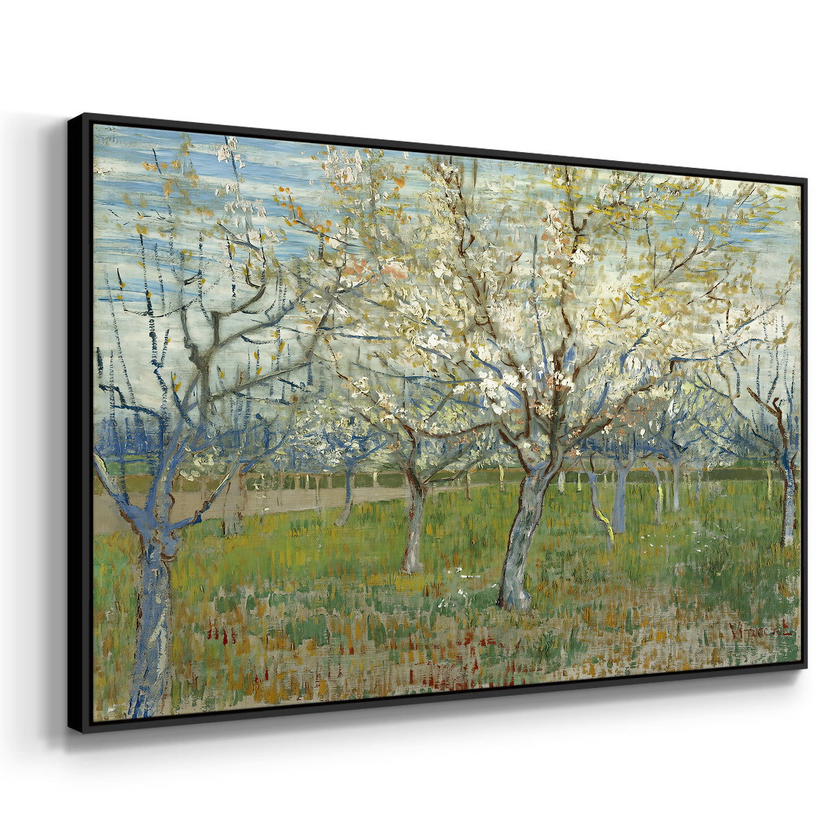 The Pink Orchard, 1888 - Floater Framed Canvas Print