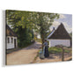 Canvas art print featuring an everyday rural interaction on quiet street with buildings, displayed at an angle