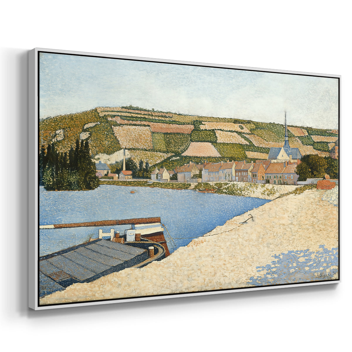 The Riverbank, Les Andelys, 1886 - Floater Framed Canvas Print