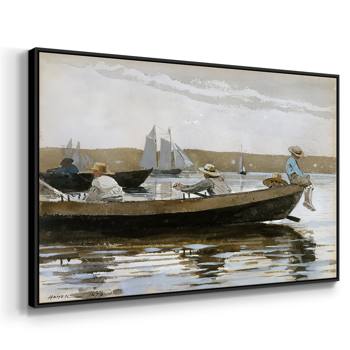Boys in a Dory, 1873 - Floater Framed Canvas Print