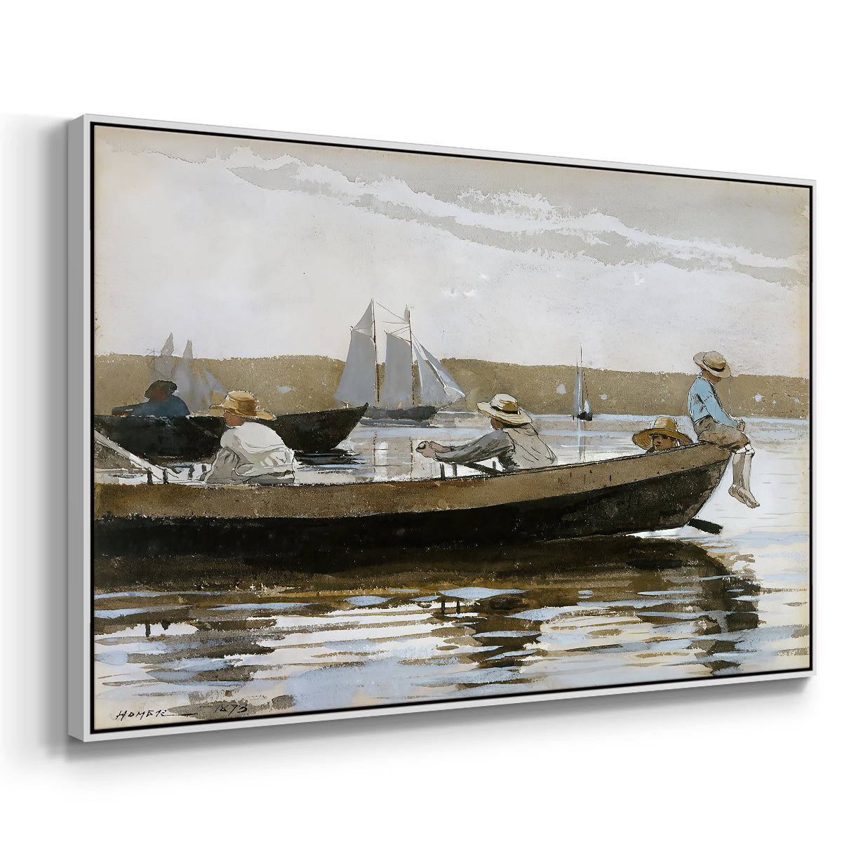 Boys in a Dory, 1873 - Floater Framed Canvas Print