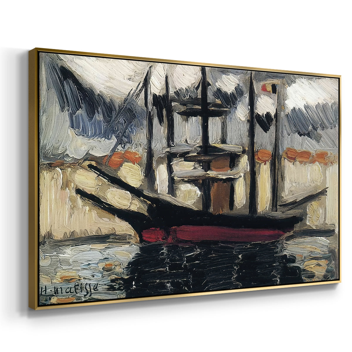 Two Boats Side by Side, Port of Marseilles, c. 1916 - Floater Framed Canvas Print