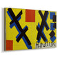 Canvas art print featuring a modernist cover design with geometric elements and contrast, displayed at an angle