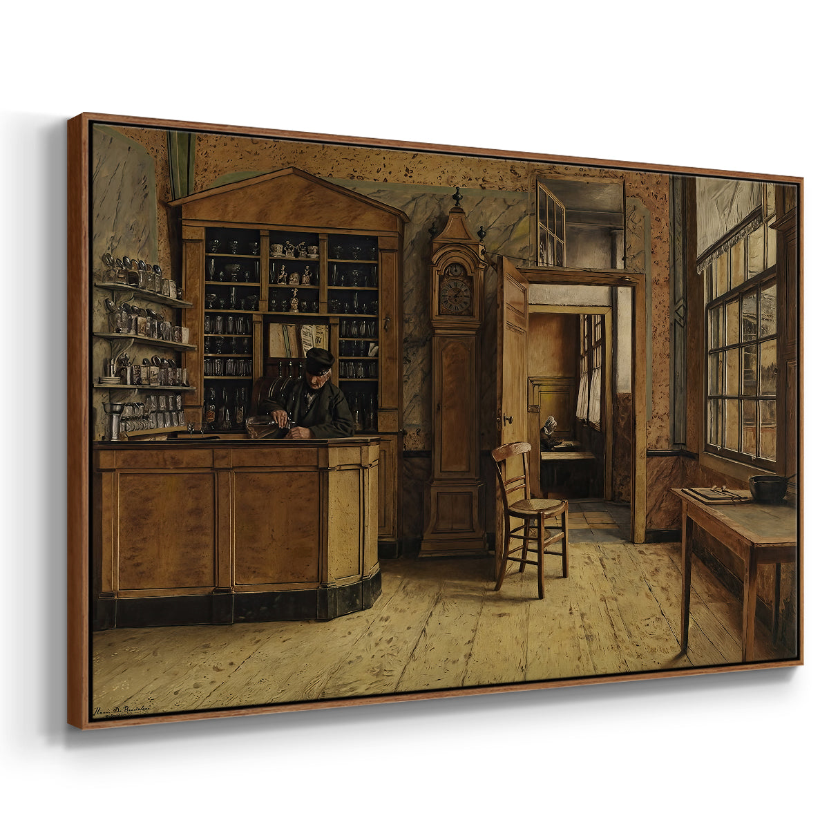 The Old Inn 'Het Loodshuis' in Antwerp, 1877 - Floater Framed Canvas Print