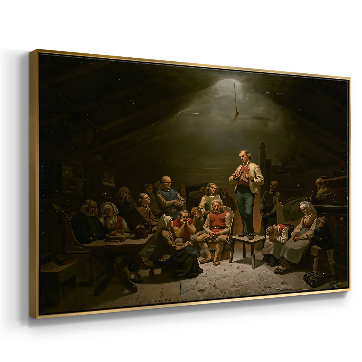 Low Church Devotion (Haugianerne), 1848 - Floater Framed Canvas Print