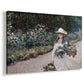 Canvas art print featuring an impressionist garden scene with child among greenery and blossoms, displayed at an angle