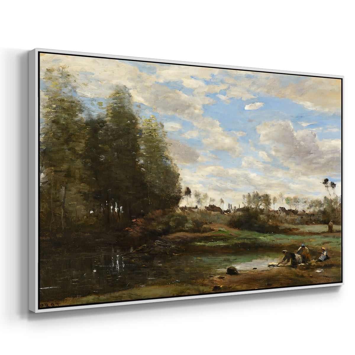 Washerwomen at the Water's Edge, c. 1860-1870 - Floater Framed Canvas Print