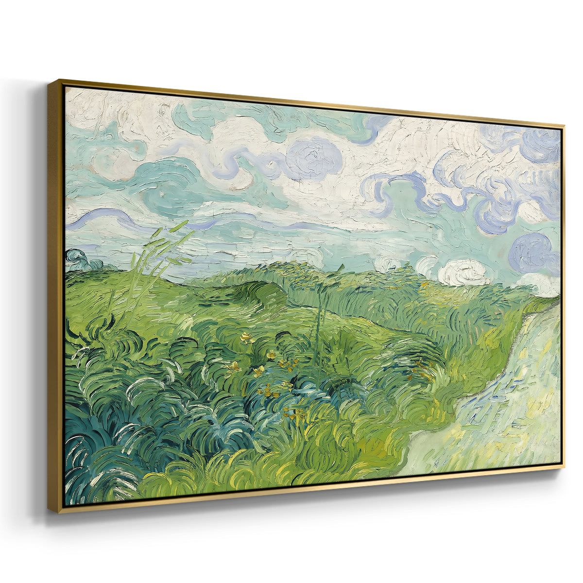Green Wheat Field, Auvers, 1890 - Floater Framed Canvas Print