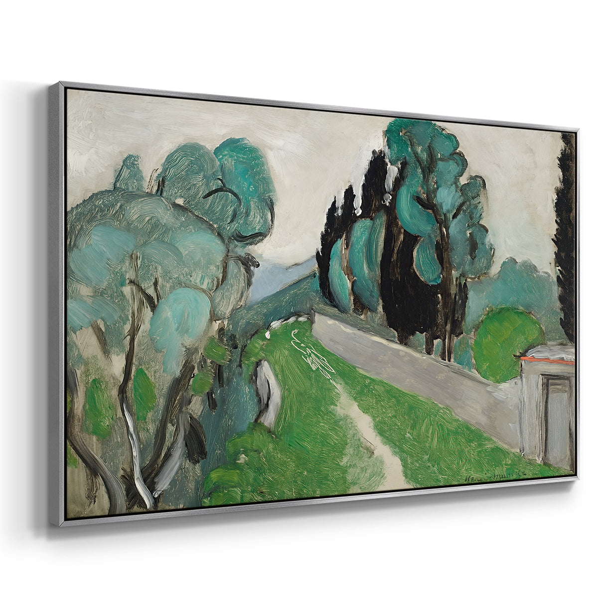 Landscape with Cypresses and Olive Trees near Nice, c. 1918 - Floater Framed Canvas Print