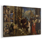 Canvas art print featuring a dramatic Renaissance composition with multiple figures in architectural setting, displayed at an angle