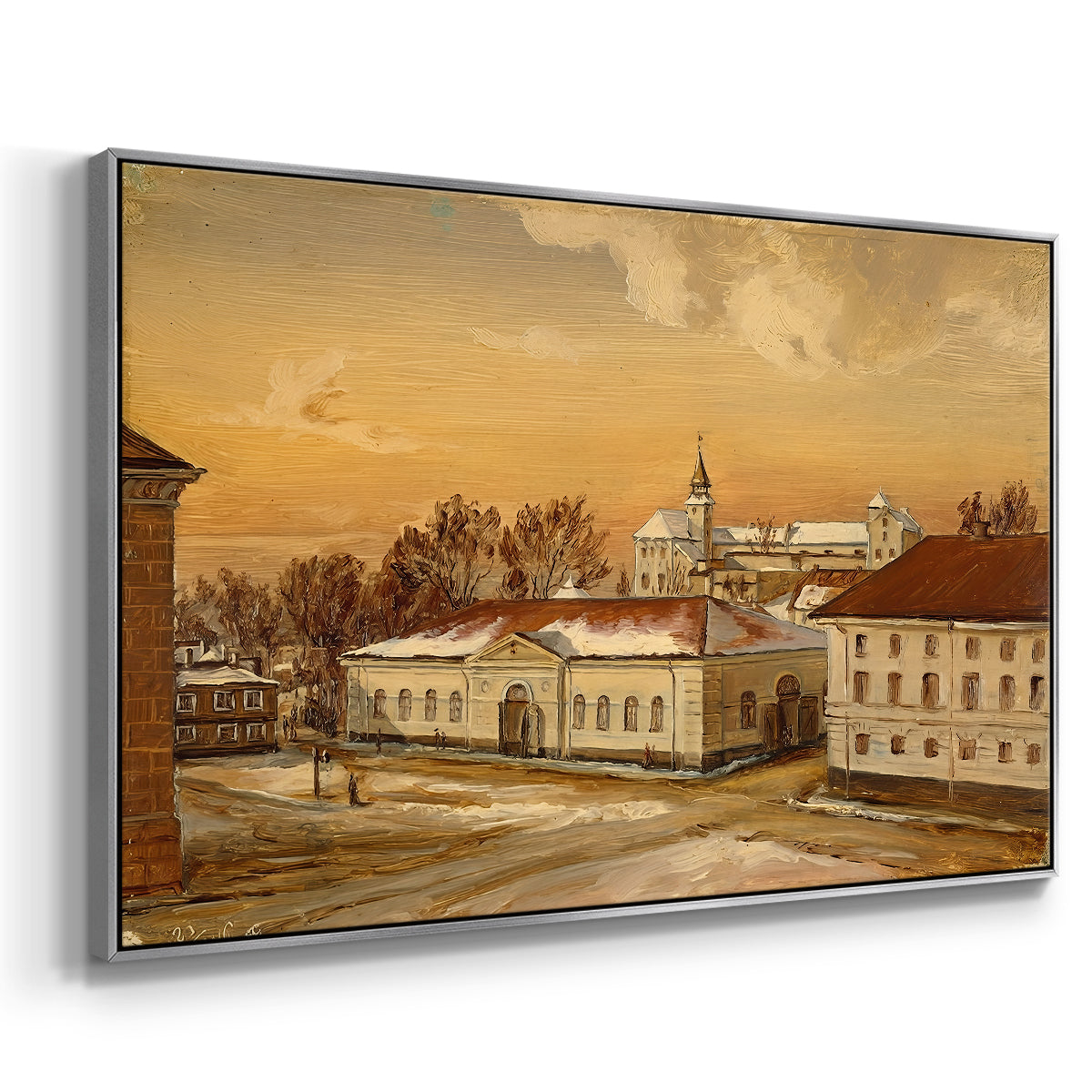 The Riding School at Akershus Castle, 1846 - Floater Framed Canvas Print