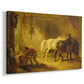 Canvas art print featuring a pastoral scene of sheep with young in natural setting, displayed at an angle