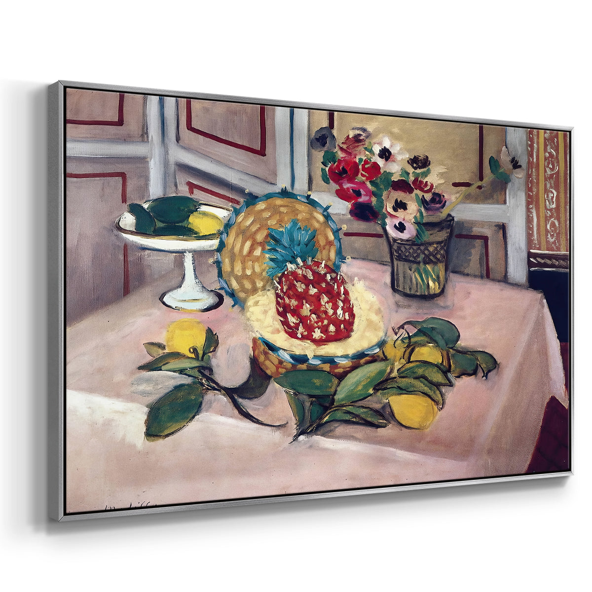 Still Life with Pineapple and Lemons, 1925 - Floater Framed Canvas Print