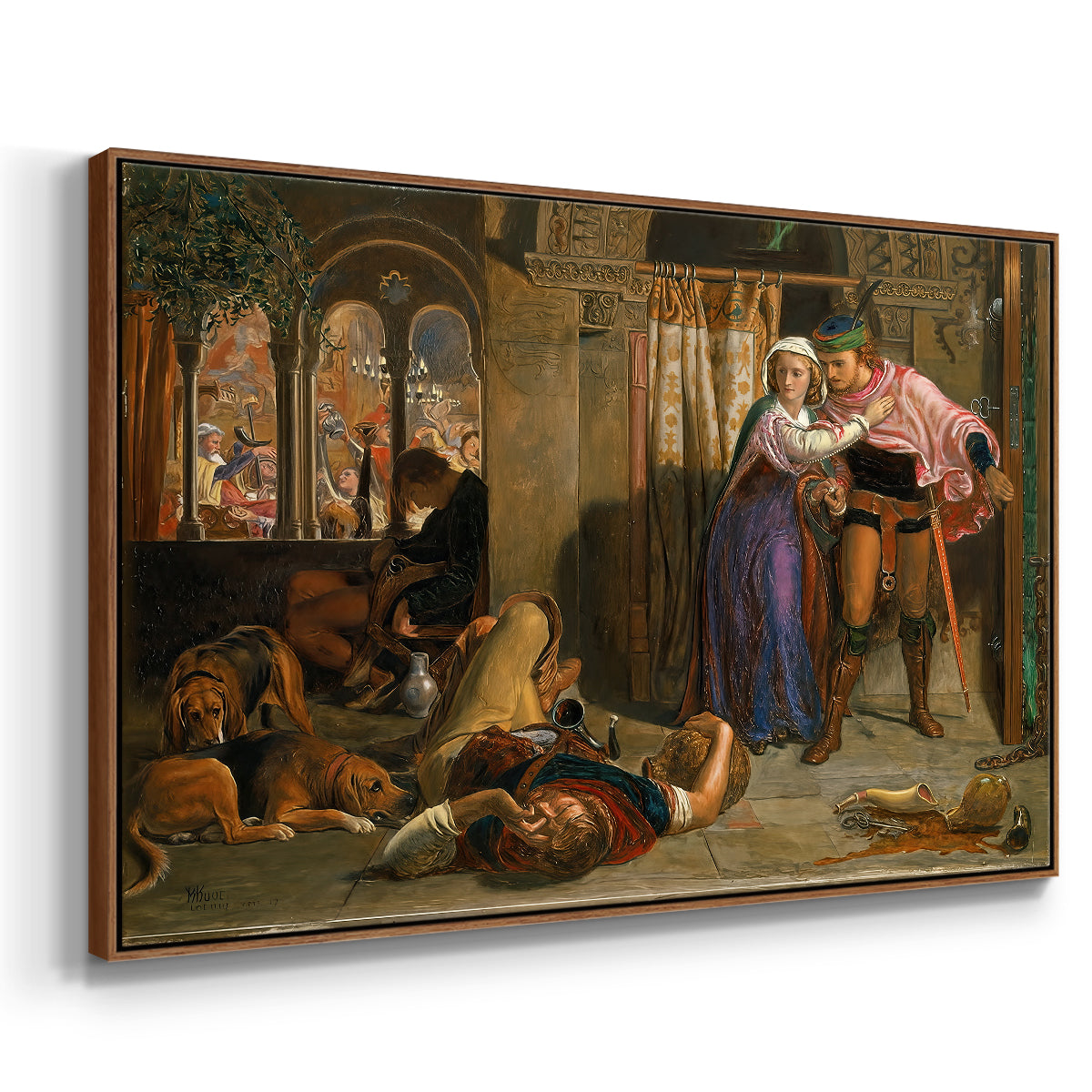 The Flight of Madeline and Porphyro, 1848 - Floater Framed Canvas Print