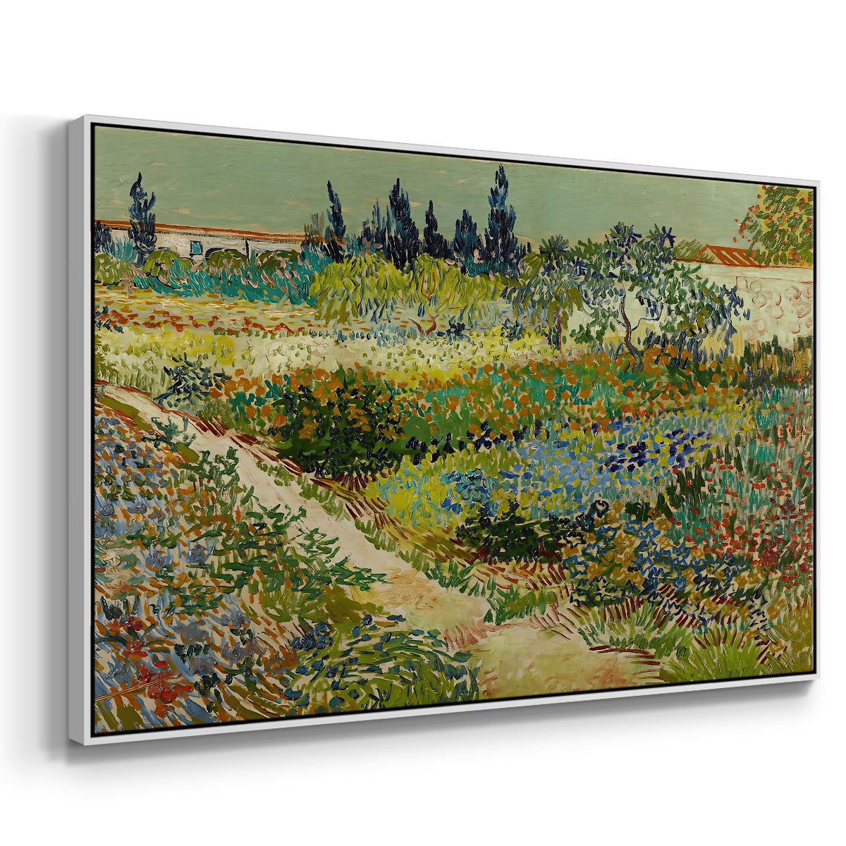 Garden at Arles, 1888 - Floater Framed Canvas Print