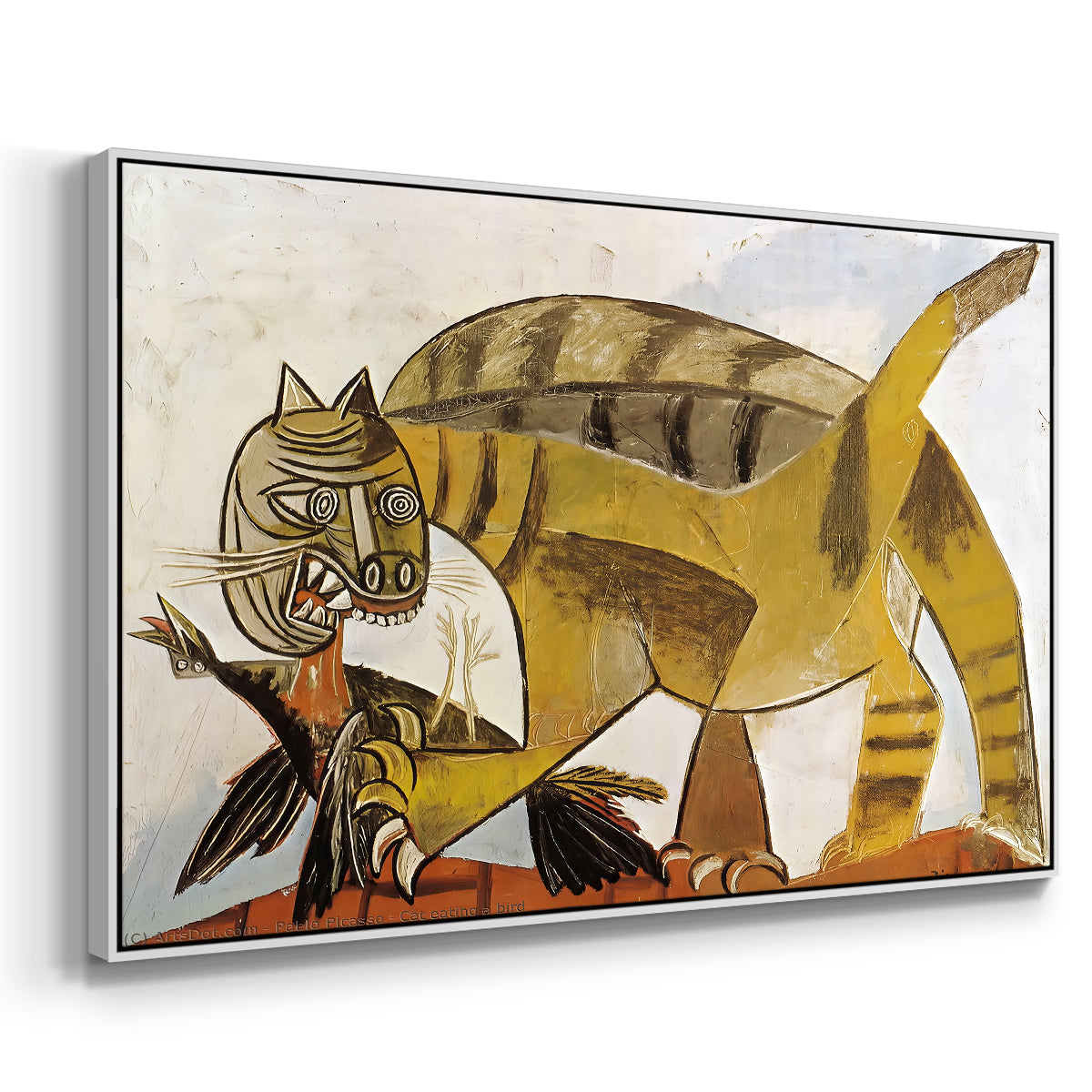 Cat Eating a Bird, 1939 - Floater Framed Canvas Print
