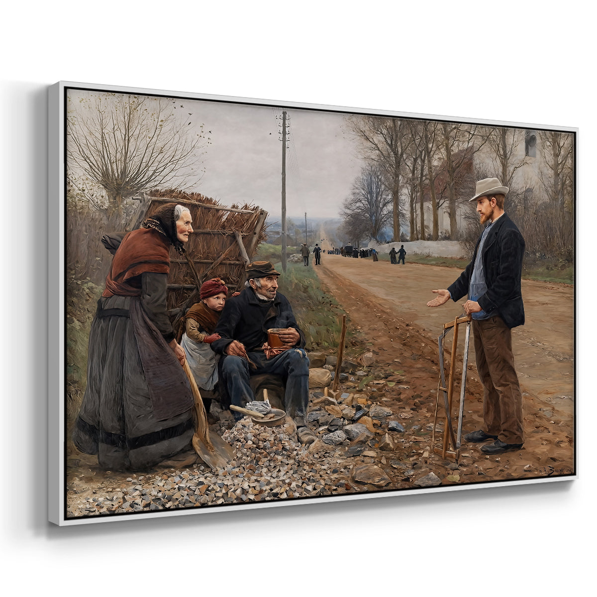 People by a Road, 1893 - Floater Framed Canvas Print