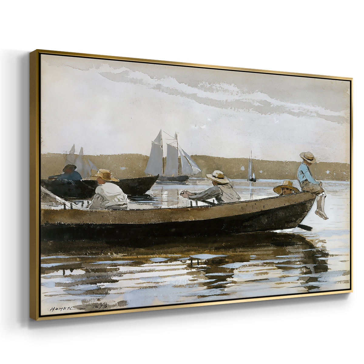 Boys in a Dory, 1873 - Floater Framed Canvas Print