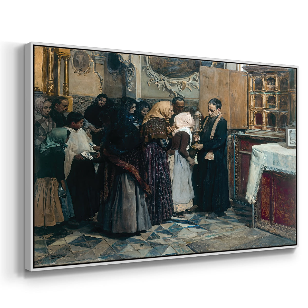 Kissing the Relic, 1893 - Floater Framed Canvas Print