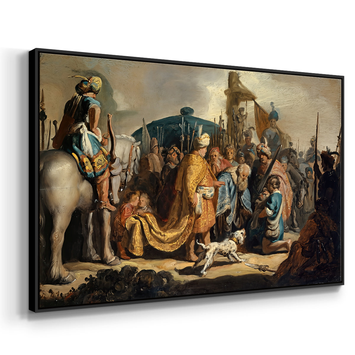 David with Goliath's Head in front of Saul, for Rembrandt, 1627 - Floater Framed Canvas Print