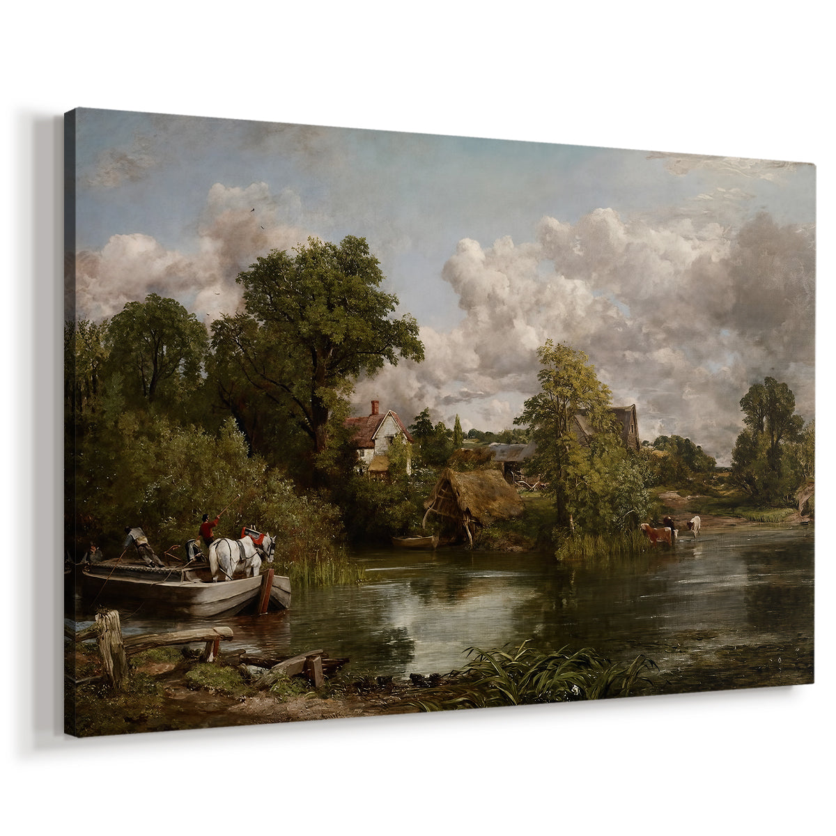 Canvas art print featuring a pastoral scene with horse and countryside, displayed at an angle