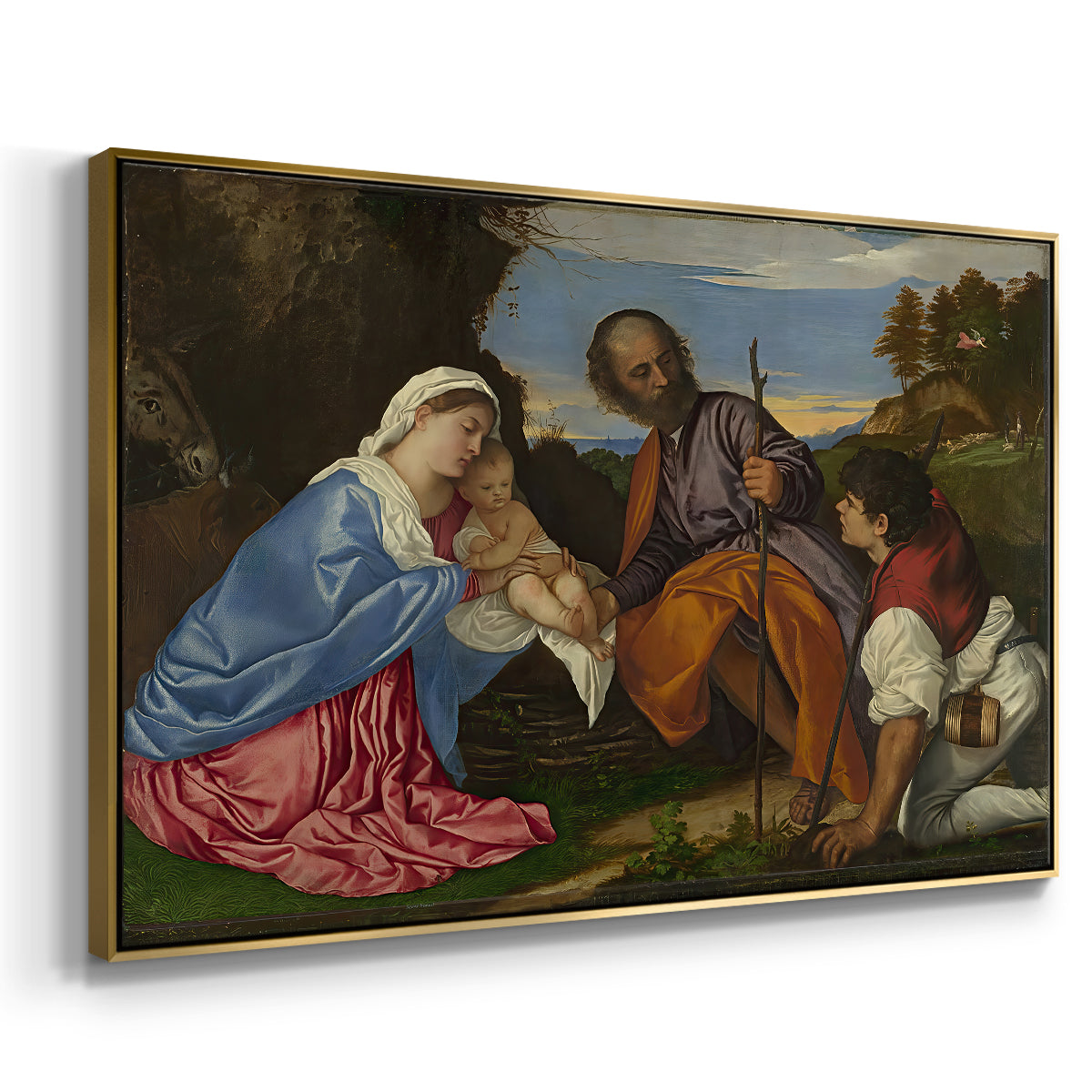 The Holy Family with a Shepherd, c. 1510 - Floater Framed Canvas Print
