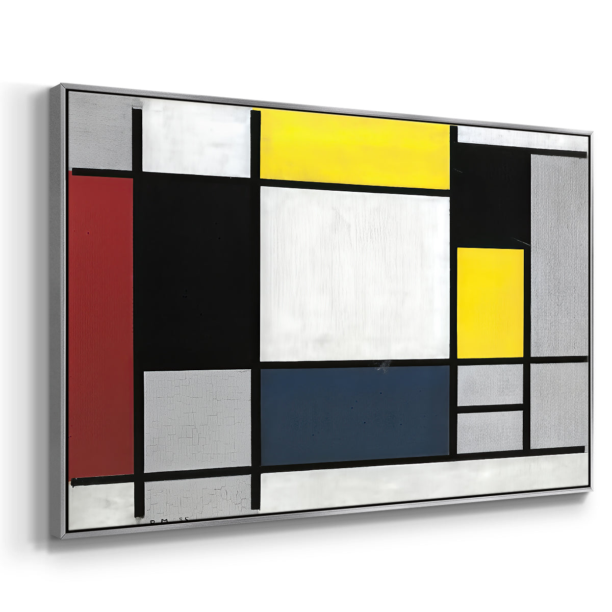 Composition with Yellow, Red, Black, Blue, and Gray, 1920 - Floater Framed Canvas Print