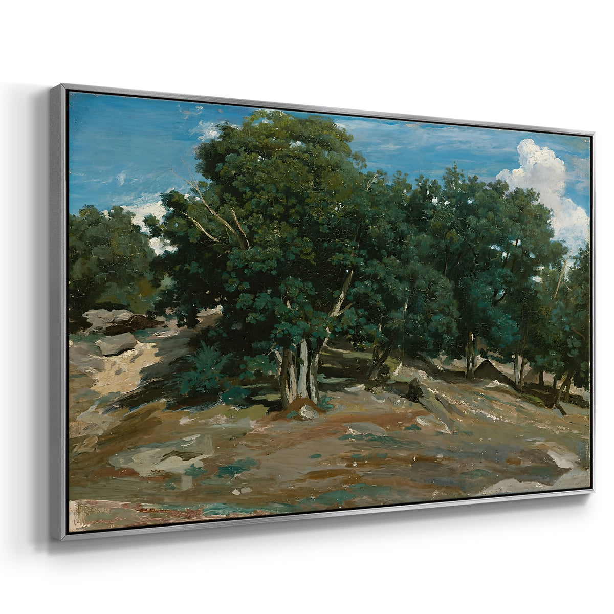 Fontainebleau: Oak Trees at Bas-Bréau, c. 1830-1835 - Floater Framed Canvas Print