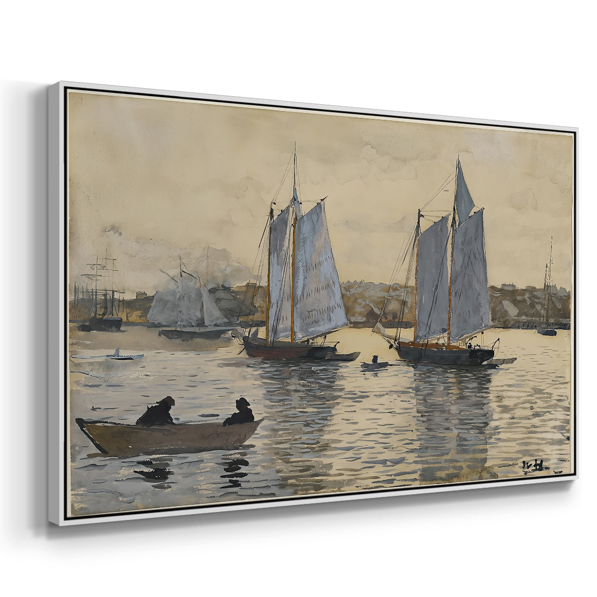 Two Schooners, Gloucester, c. 1880 - Floater Framed Canvas Print