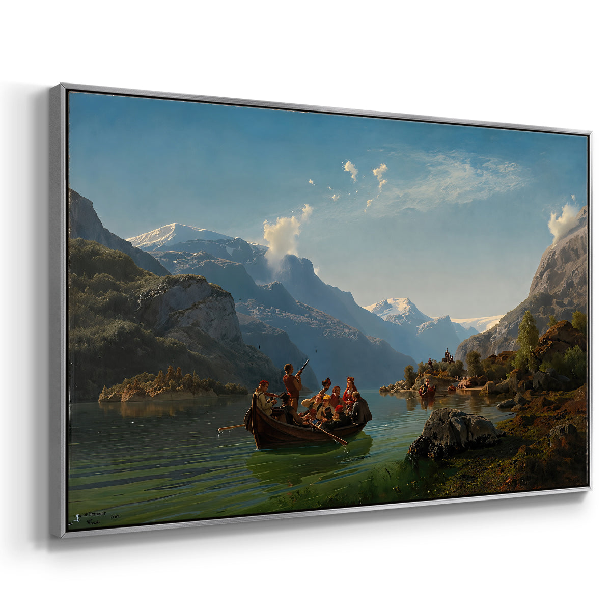 Bridal Procession on the Hardangerfjord, 1848 - Floater Framed Canvas Print