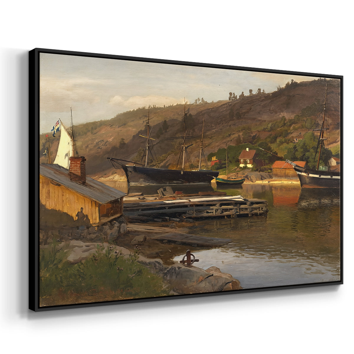 Landingsbrygge Husvik, Drøbak, 1875 - Floater Framed Canvas Print