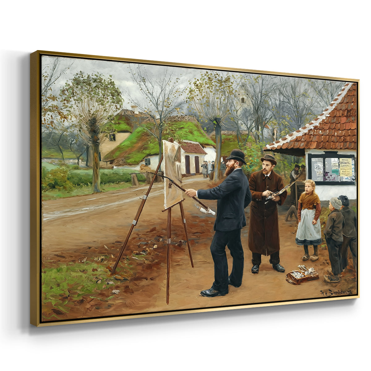 L. A. Ring Painting near Aasum Smithy, 1893 - Floater Framed Canvas Print