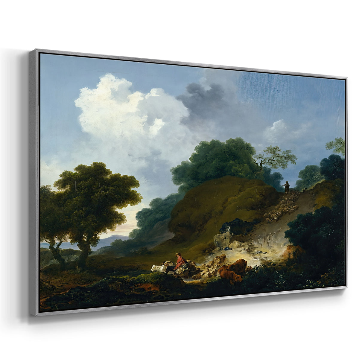 Landscape with Shepherds and Flock of Sheep, c. 1763-1765 - Floater Framed Canvas Print