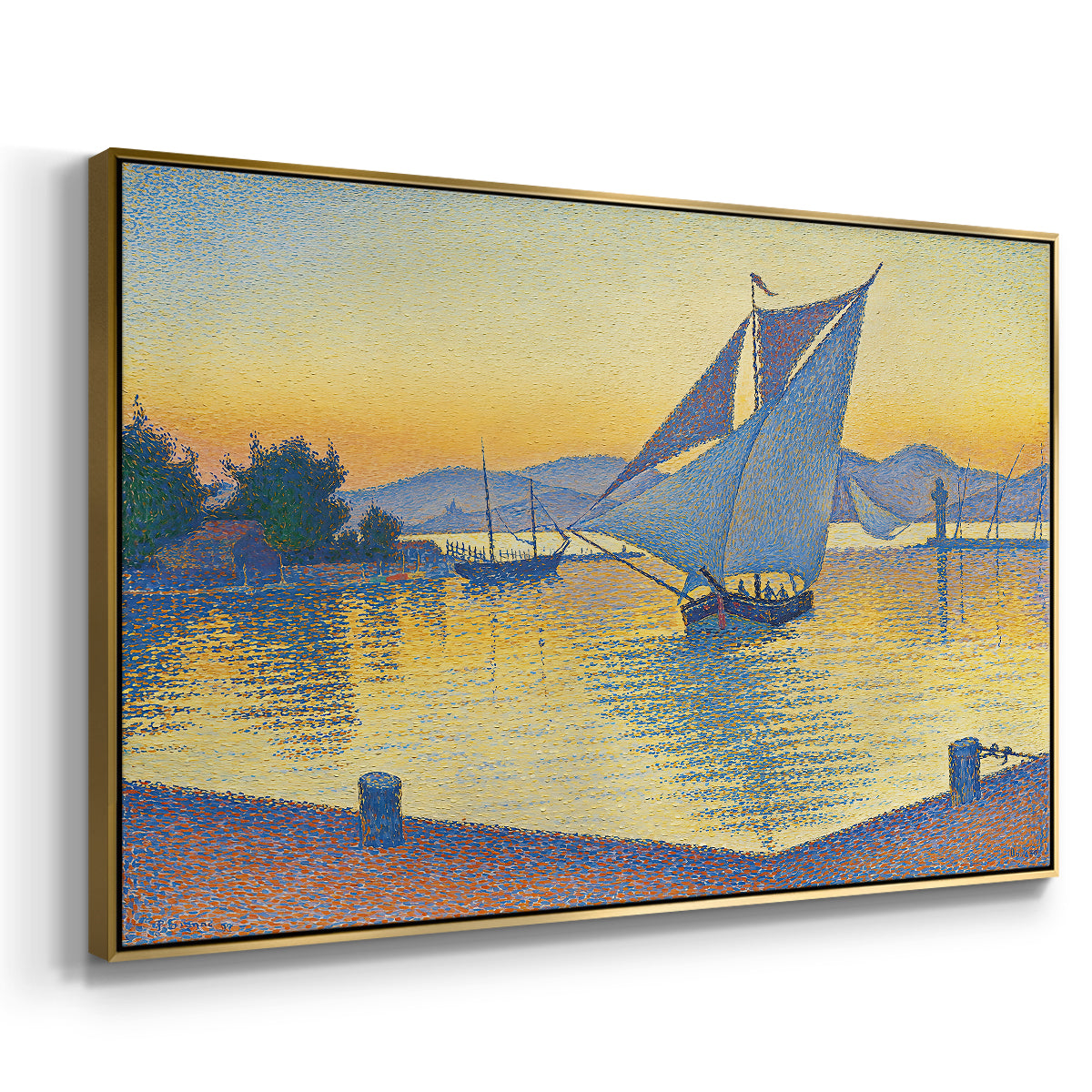 The Port at Sunset, Opus 236, Saint Tropez, 1892 - Floater Framed Canvas Print