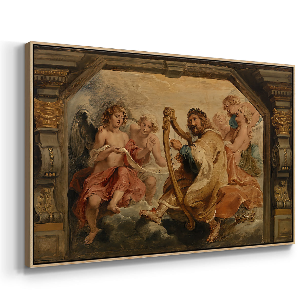 King David Playing the Harp, c. 1627-1628 - Floater Framed Canvas Print
