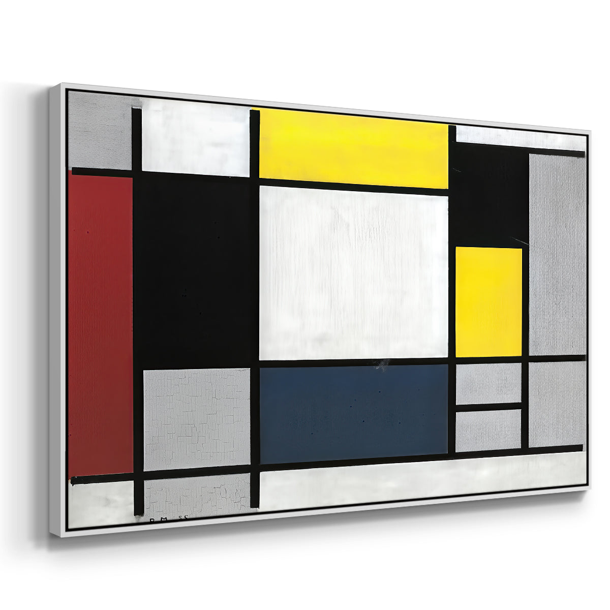 Composition with Yellow, Red, Black, Blue, and Gray, 1920 - Floater Framed Canvas Print