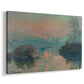 Canvas art print featuring a winter scene with warm light reflecting on water at dusk, displayed at an angle