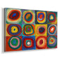 Canvas art print featuring a systematic exploration of color relationships within repeated structure, displayed at an angle
