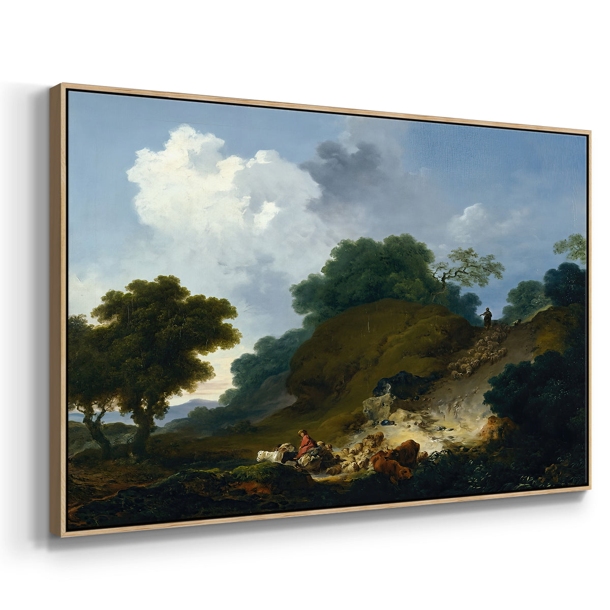 Landscape with Shepherds and Flock of Sheep, c. 1763-1765 - Floater Framed Canvas Print