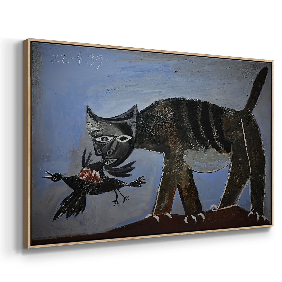 Cat Catching a Bird, 1939 - Floater Framed Canvas Print