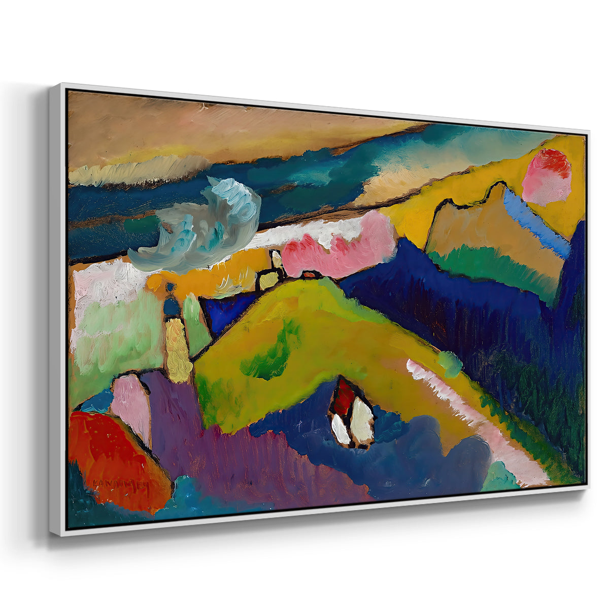 Murnau Mountain Landscape with Church, 1910 - Floater Framed Canvas Print