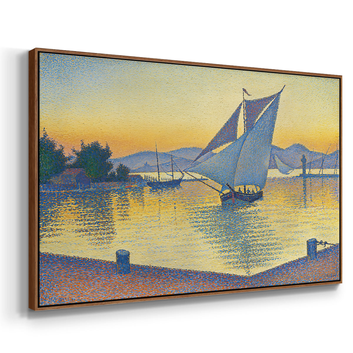 The Port at Sunset, Opus 236, Saint Tropez, 1892 - Floater Framed Canvas Print