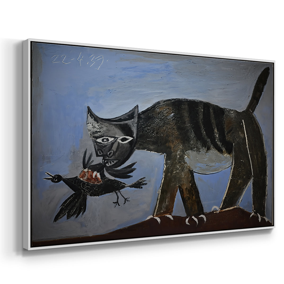 Cat Catching a Bird, 1939 - Floater Framed Canvas Print